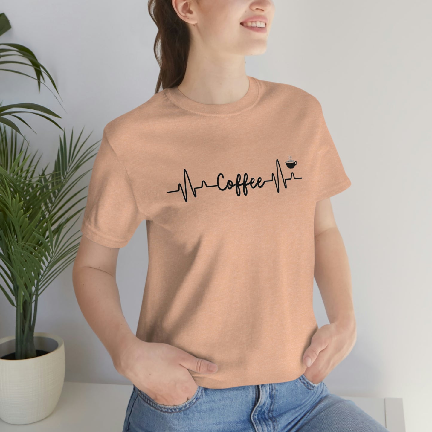 Coffee Heartbeat Unisex Jersey Short Sleeve Tee