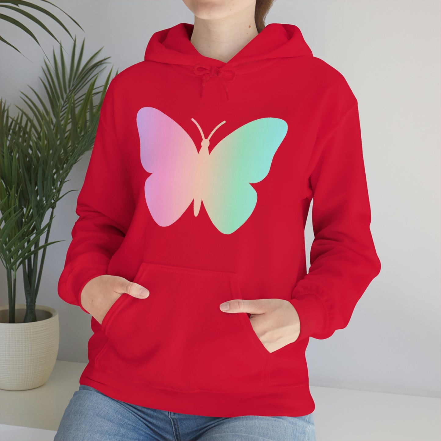 Butterfly Pink and Green Unisex Heavy Blend™ Hooded Sweatshirt