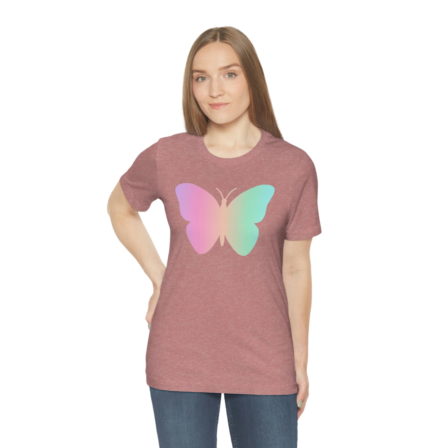 Butterfly Pink and Green Unisex Jersey Short Sleeve Tee