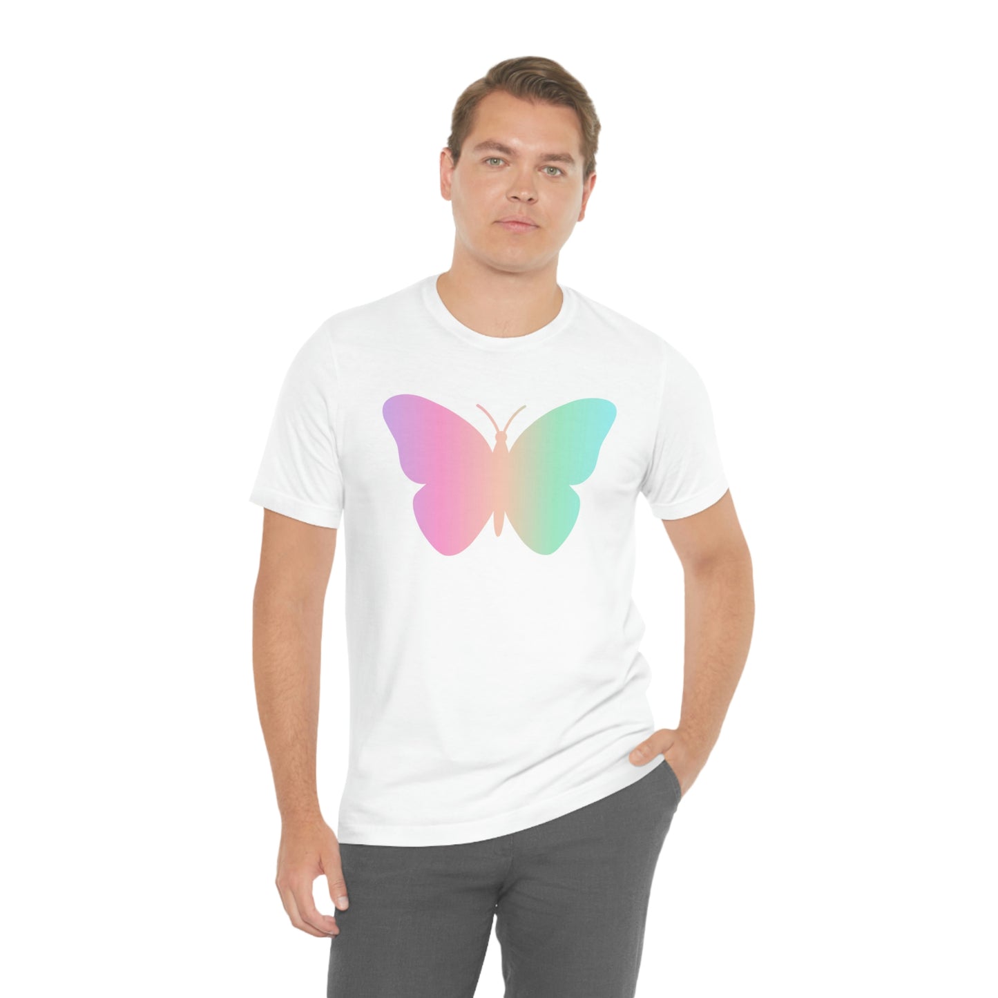 Butterfly Pink and Green Unisex Jersey Short Sleeve Tee