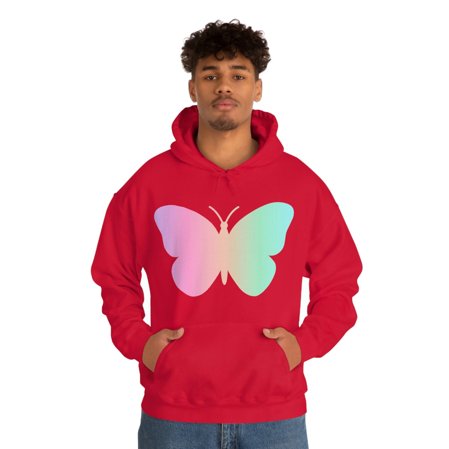 Butterfly Pink and Green Unisex Heavy Blend™ Hooded Sweatshirt