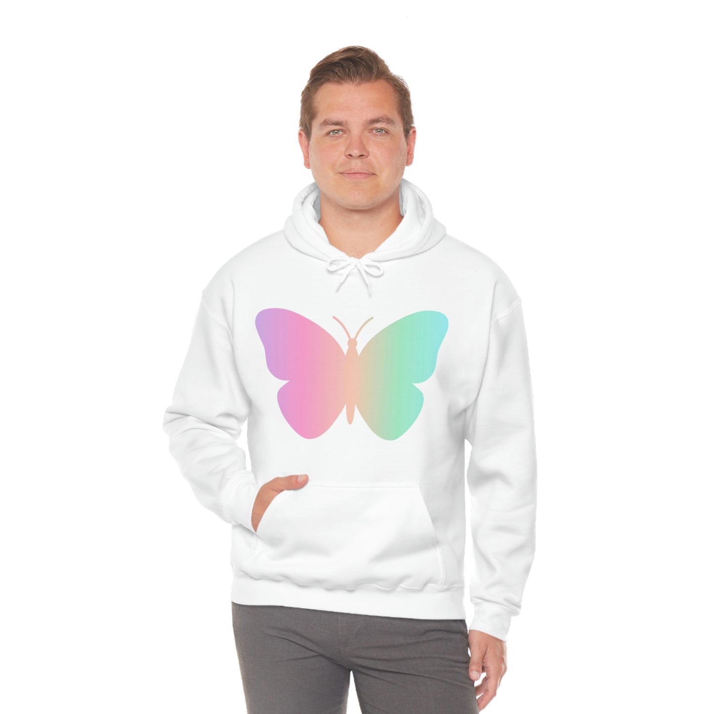 Butterfly Pink and Green Unisex Heavy Blend™ Hooded Sweatshirt