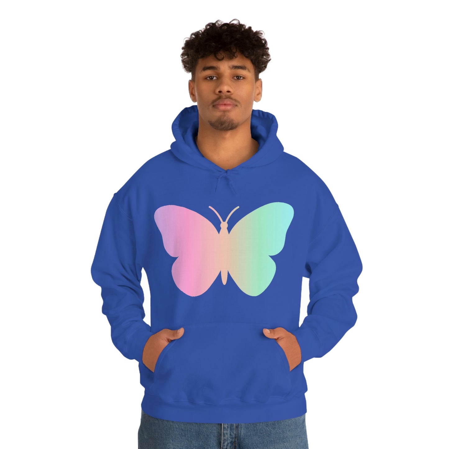 Butterfly Pink and Green Unisex Heavy Blend™ Hooded Sweatshirt