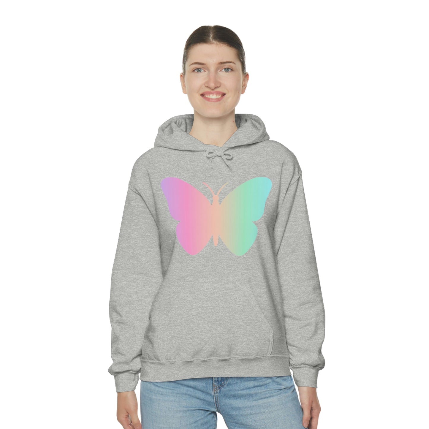 Butterfly Pink and Green Unisex Heavy Blend™ Hooded Sweatshirt