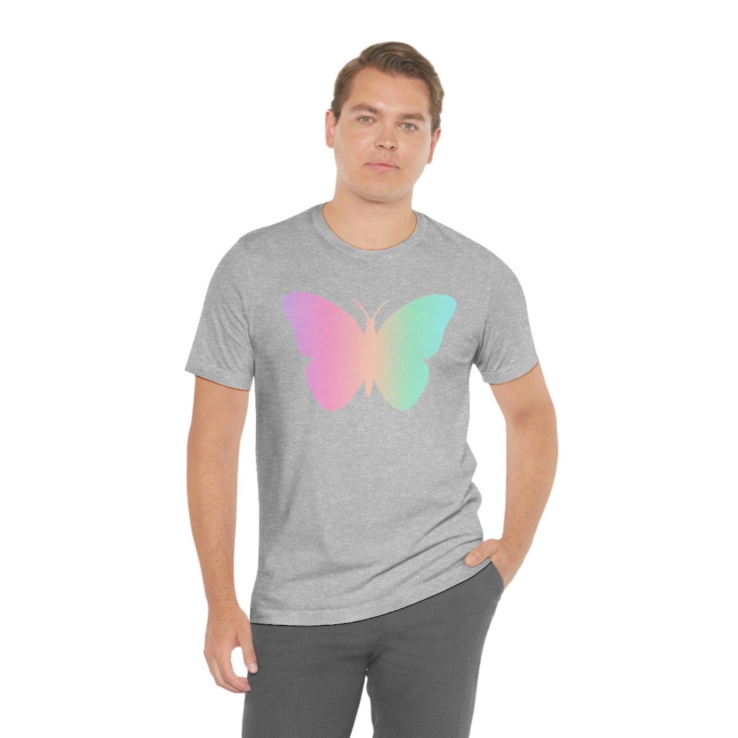 Butterfly Pink and Green Unisex Jersey Short Sleeve Tee