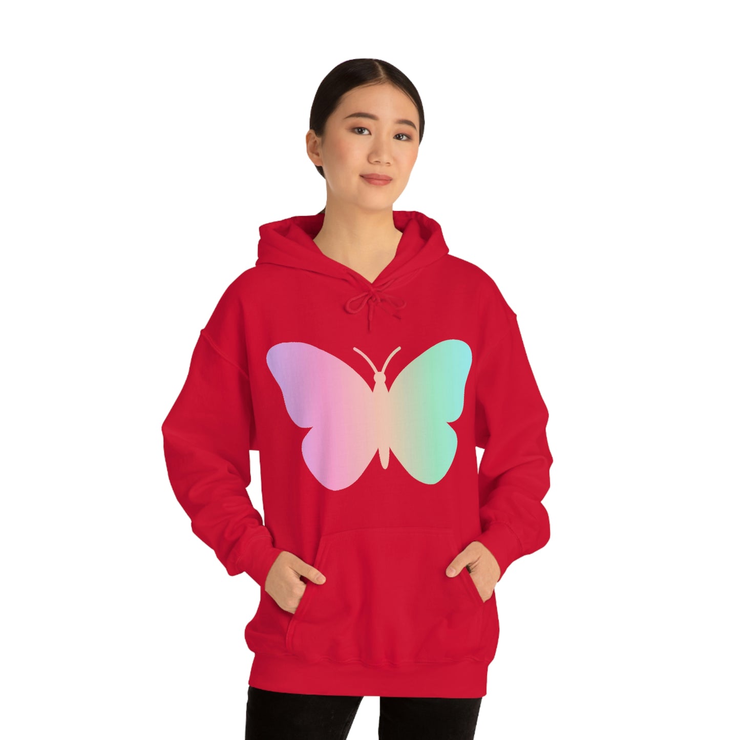 Butterfly Pink and Green Unisex Heavy Blend™ Hooded Sweatshirt