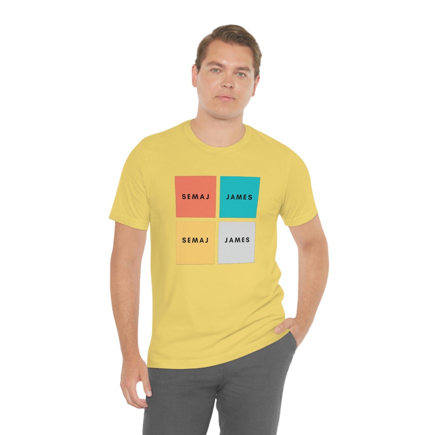 Colorful Square Semaj James Unisex Jersey Short Sleeve Tee