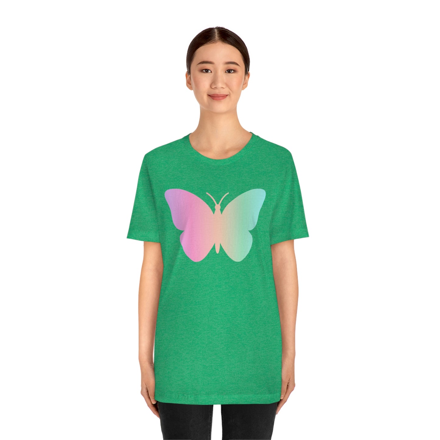 Butterfly Pink and Green Unisex Jersey Short Sleeve Tee