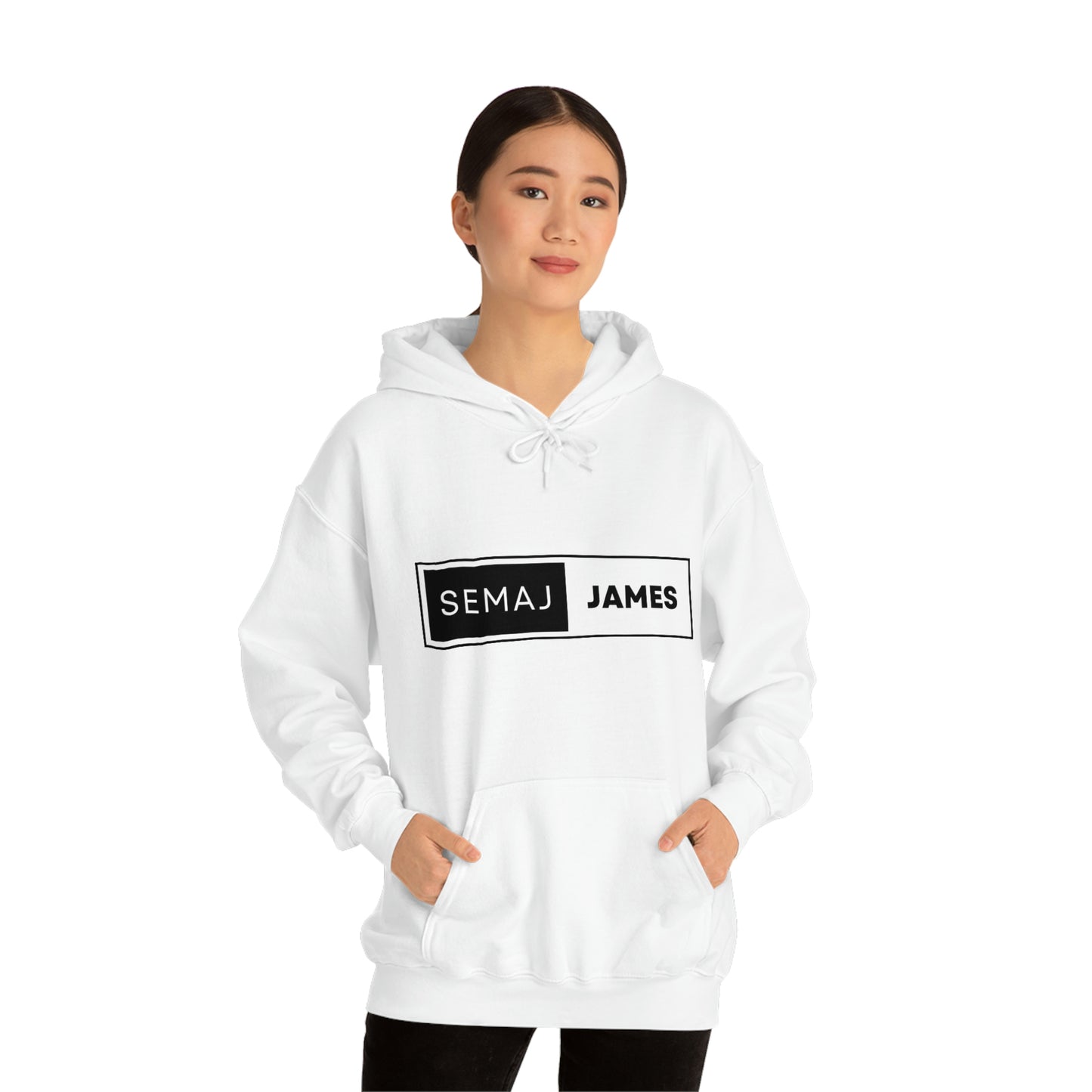 Semaj James Black & White Unisex Heavy Blend™ Hooded Sweatshirt