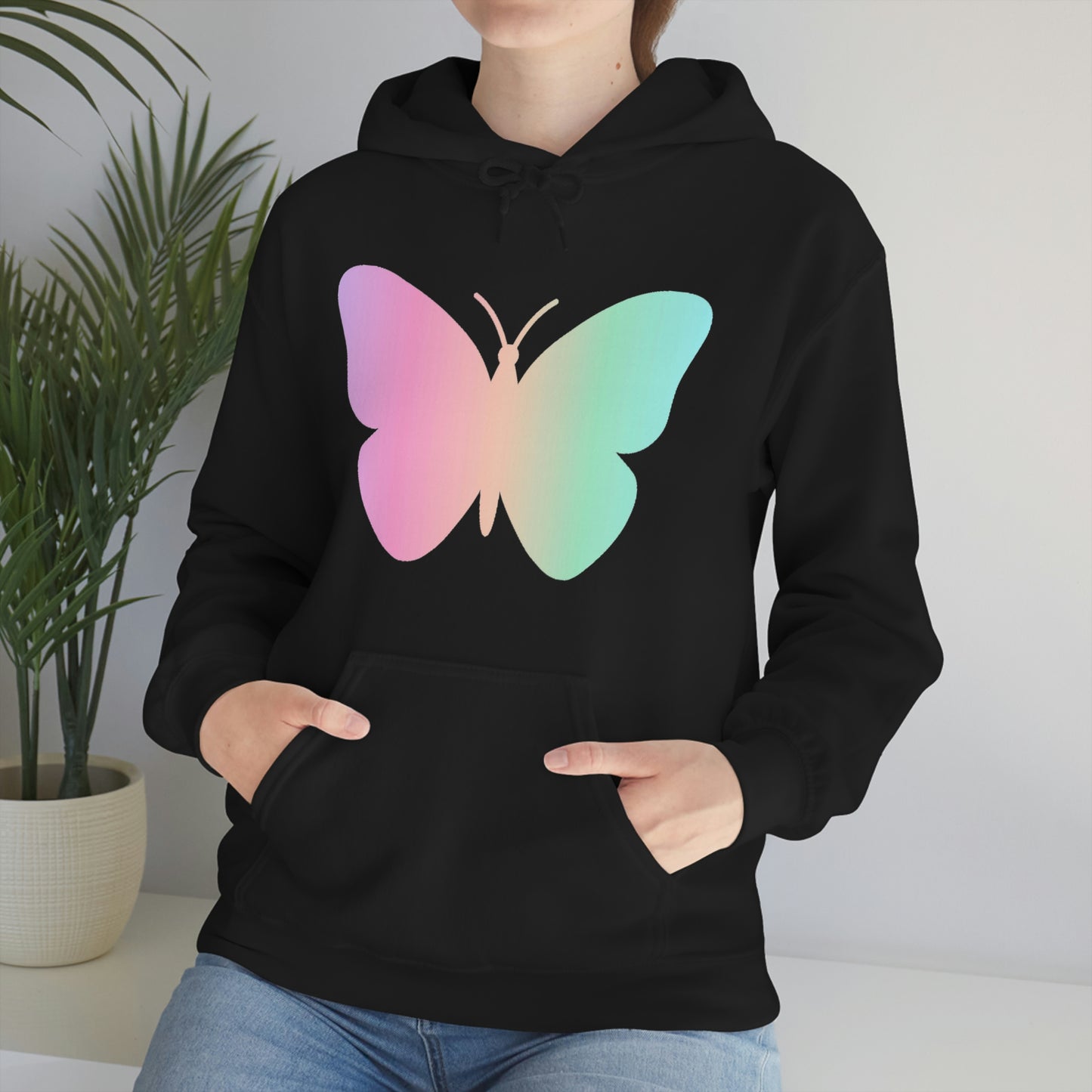 Butterfly Pink and Green Unisex Heavy Blend™ Hooded Sweatshirt