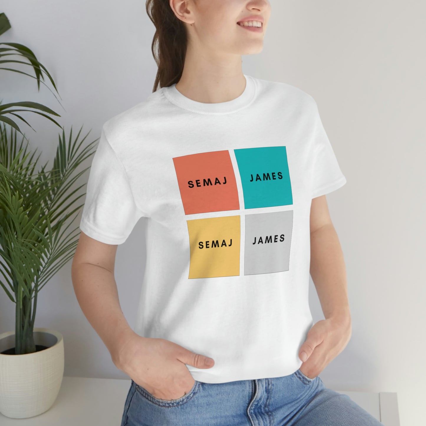 Colorful Square Semaj James Unisex Jersey Short Sleeve Tee