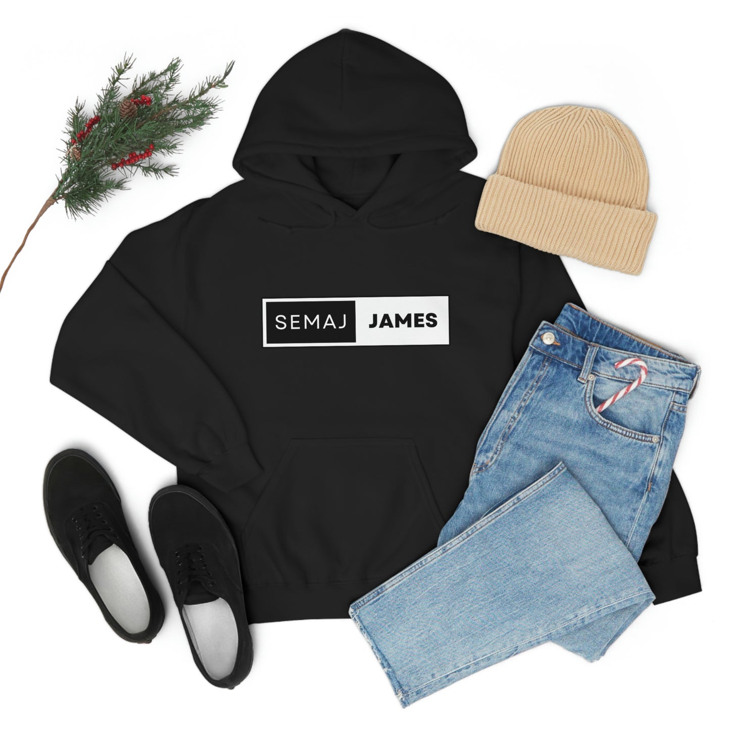 Semaj James Black & White Unisex Heavy Blend™ Hooded Sweatshirt