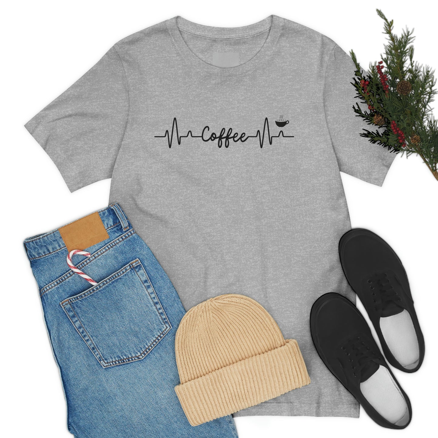 Coffee Heartbeat Unisex Jersey Short Sleeve Tee