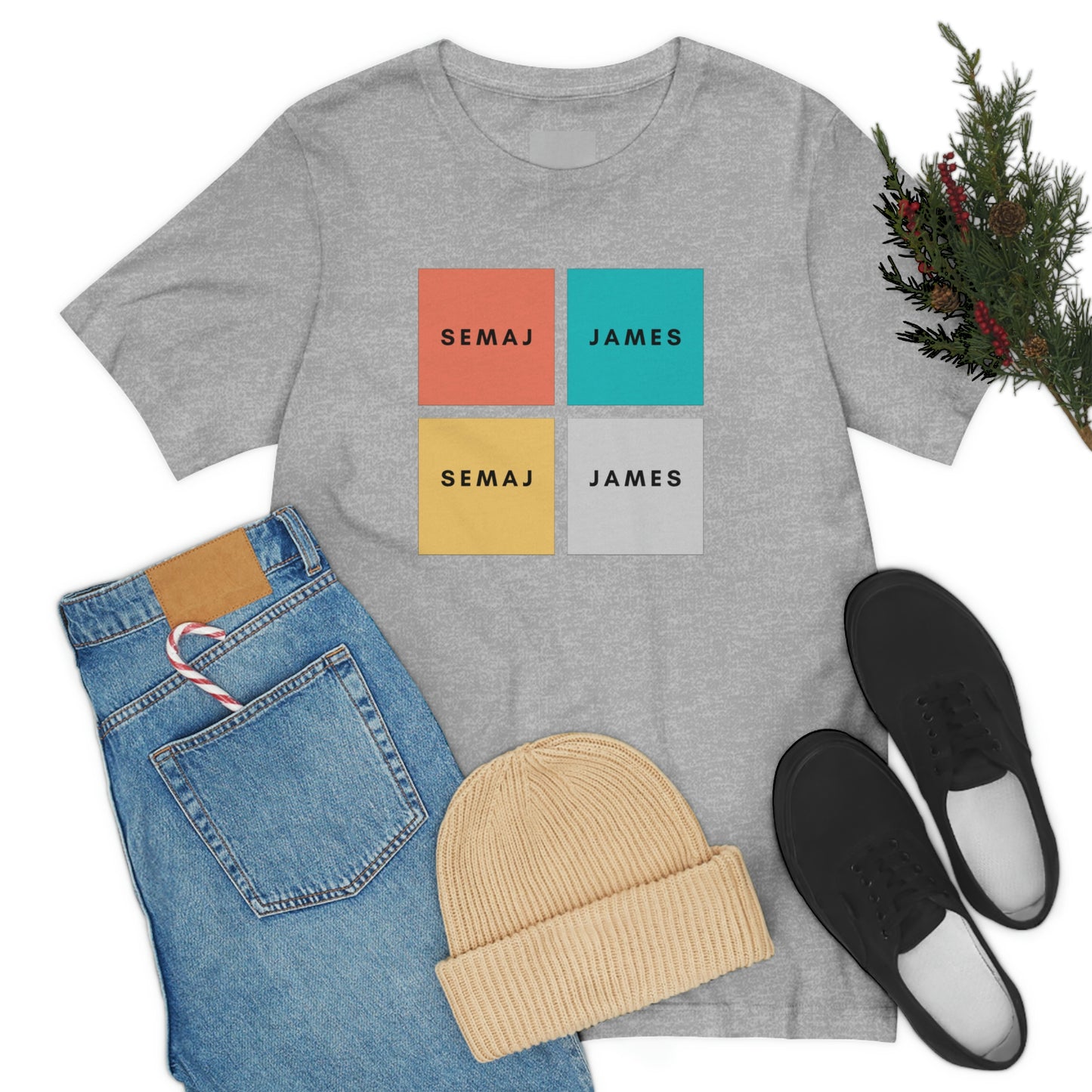 Colorful Square Semaj James Unisex Jersey Short Sleeve Tee