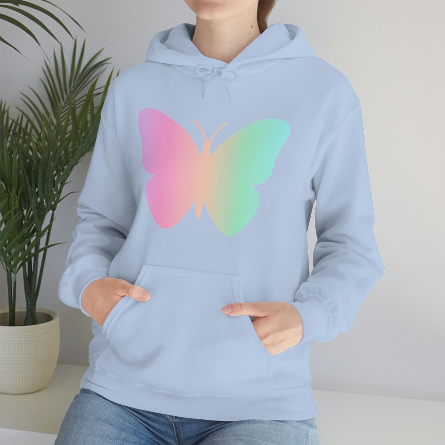 Butterfly Pink and Green Unisex Heavy Blend™ Hooded Sweatshirt