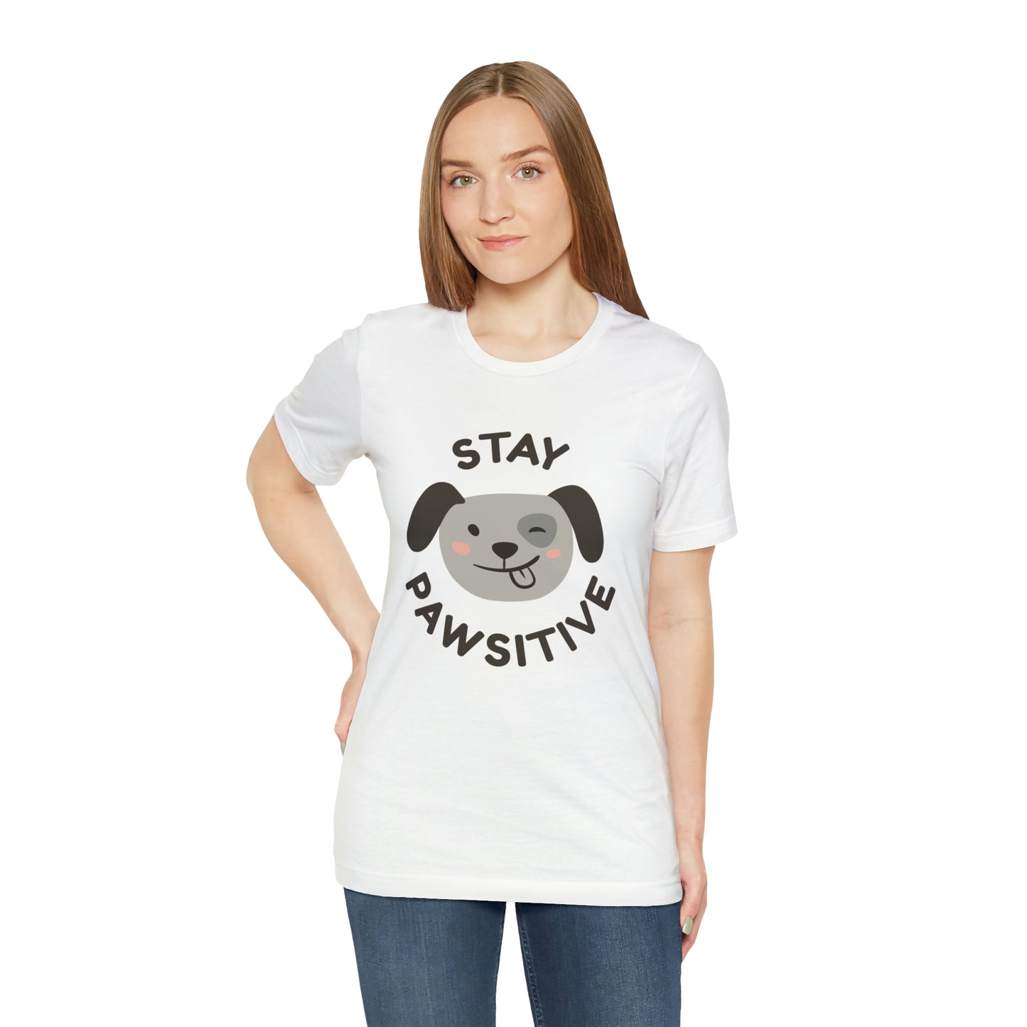 Stay Pawsitive Unisex Jersey Short Sleeve Tee