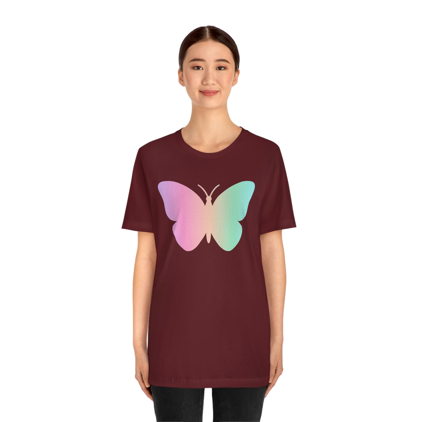 Butterfly Pink and Green Unisex Jersey Short Sleeve Tee