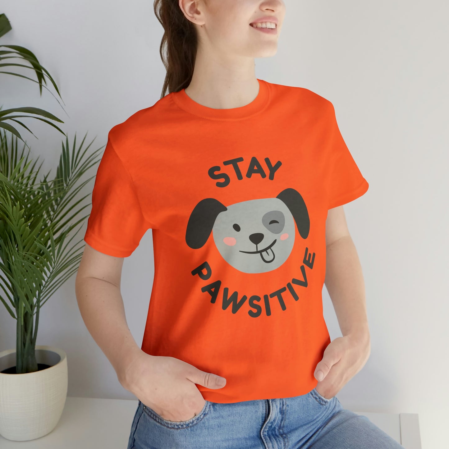 Stay Pawsitive Unisex Jersey Short Sleeve Tee