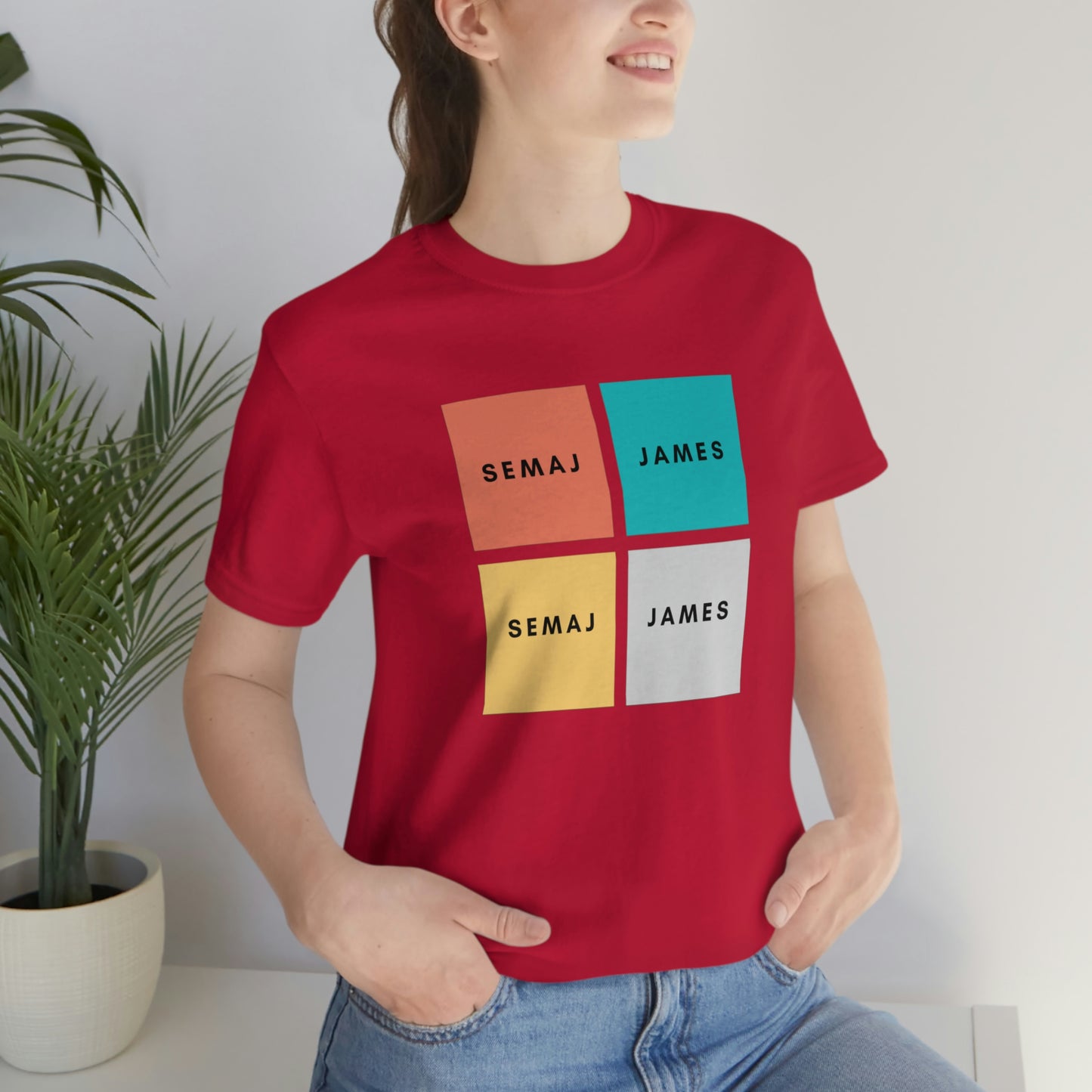 Colorful Square Semaj James Unisex Jersey Short Sleeve Tee