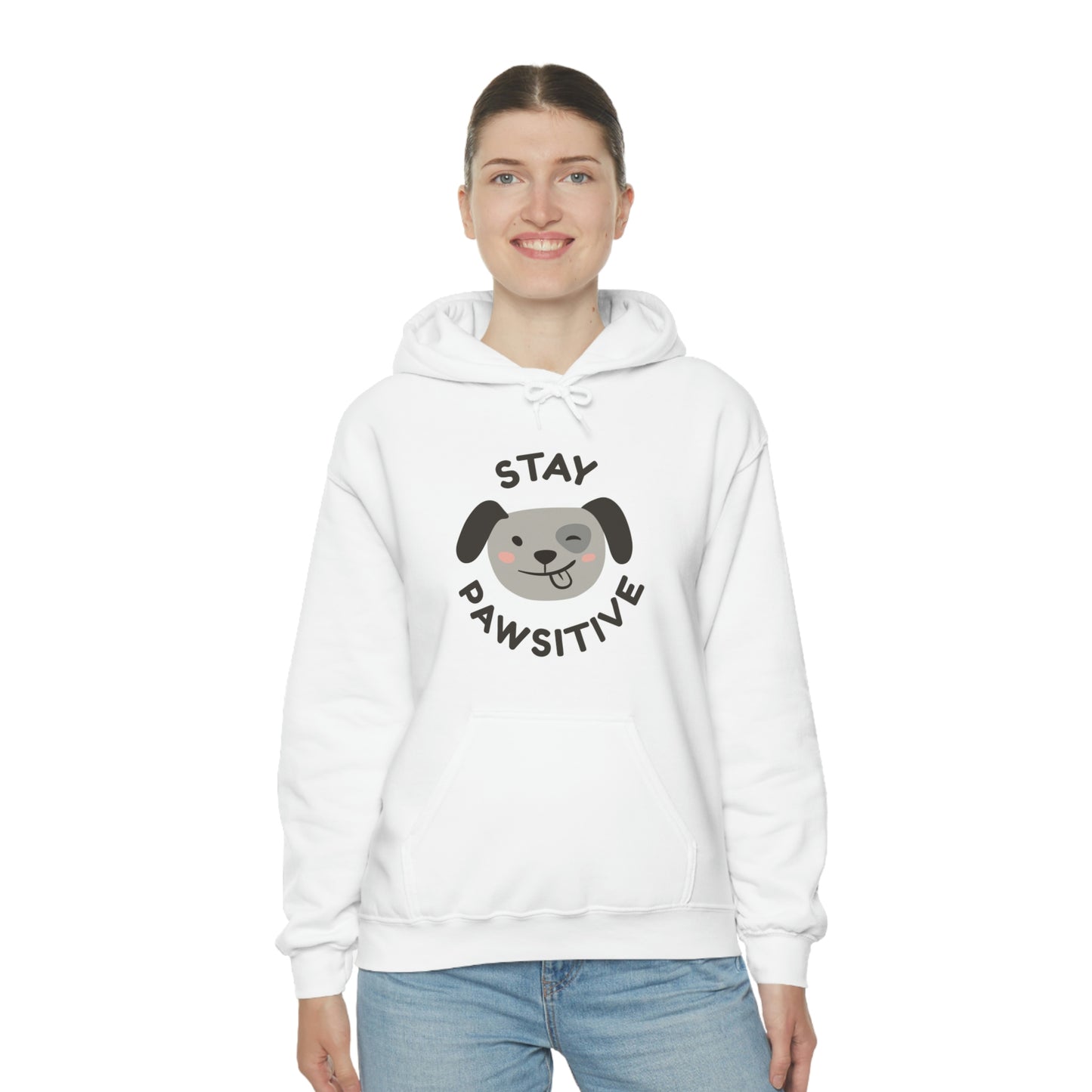 Stay Pawsitive Unisex Heavy Blend™ Hooded Sweatshirt