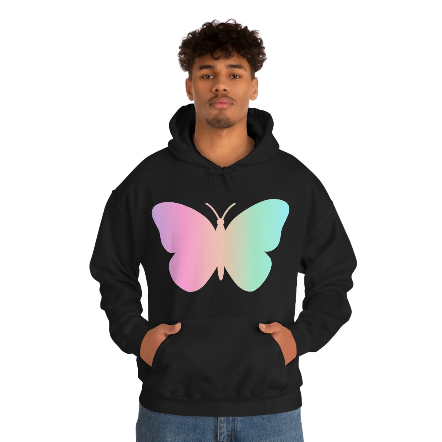 Butterfly Pink and Green Unisex Heavy Blend™ Hooded Sweatshirt