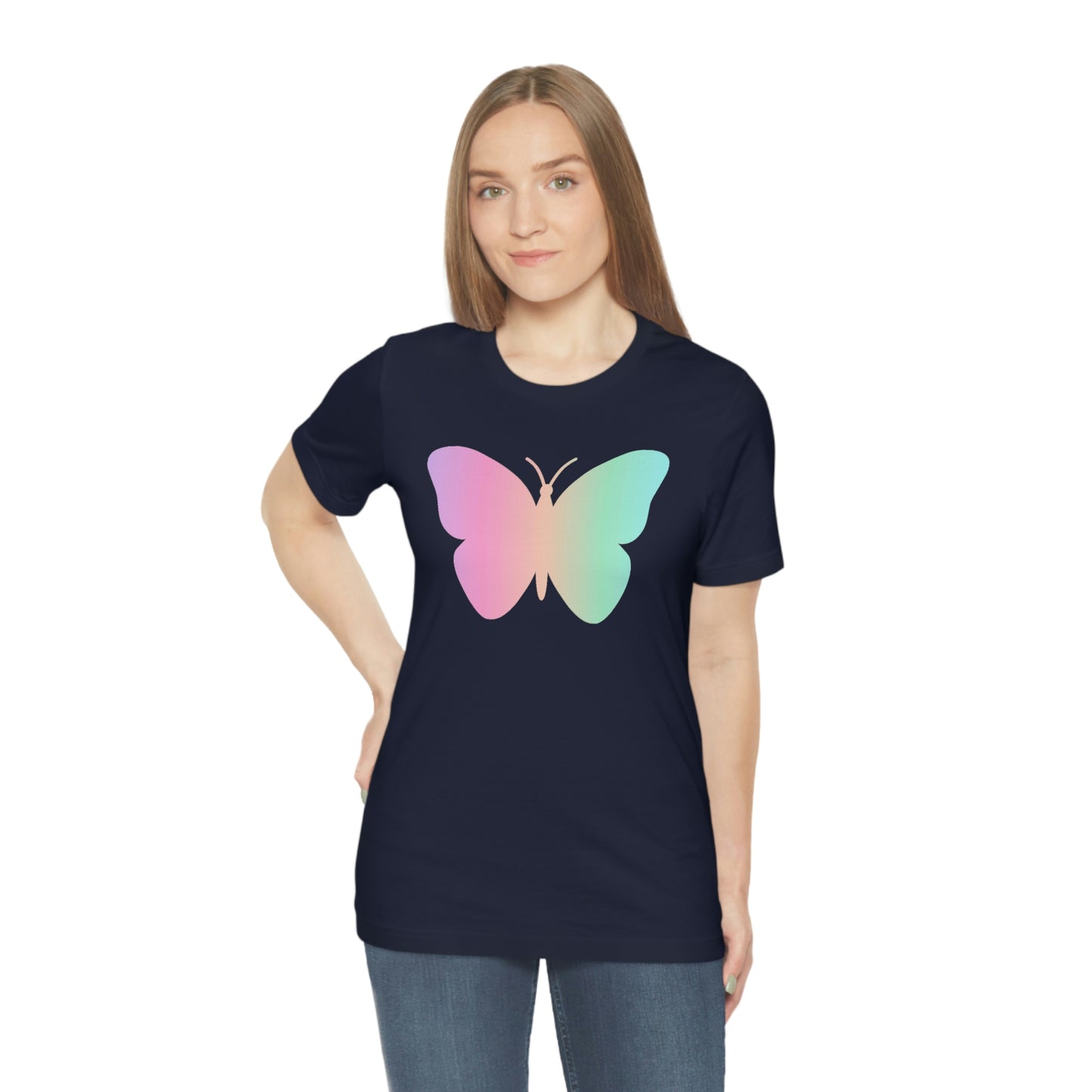 Butterfly Pink and Green Unisex Jersey Short Sleeve Tee