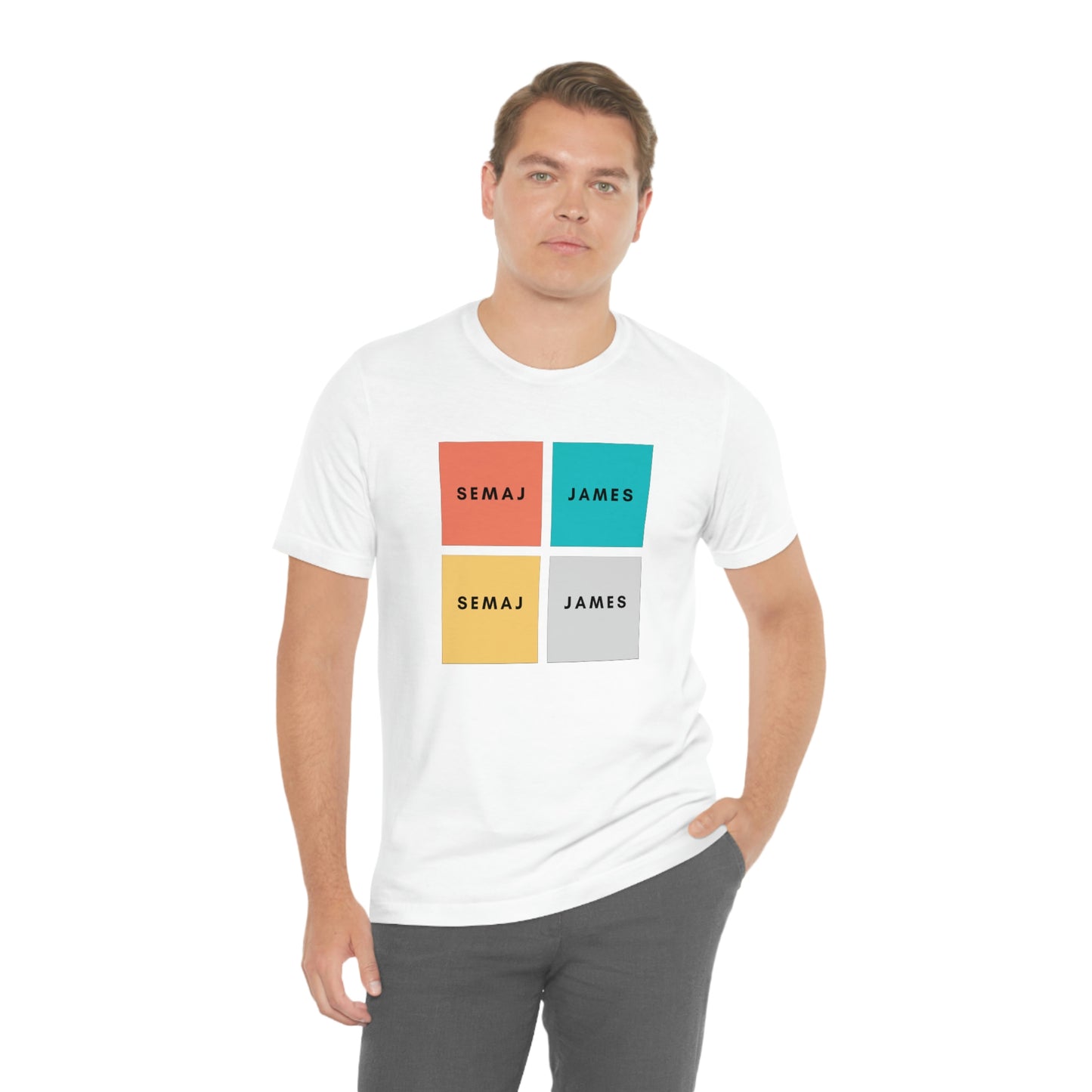 Colorful Square Semaj James Unisex Jersey Short Sleeve Tee