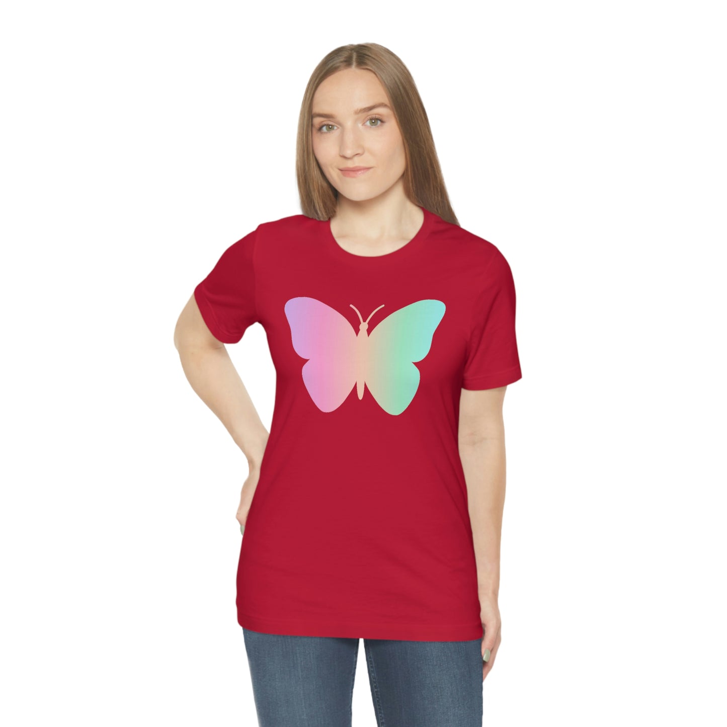 Butterfly Pink and Green Unisex Jersey Short Sleeve Tee