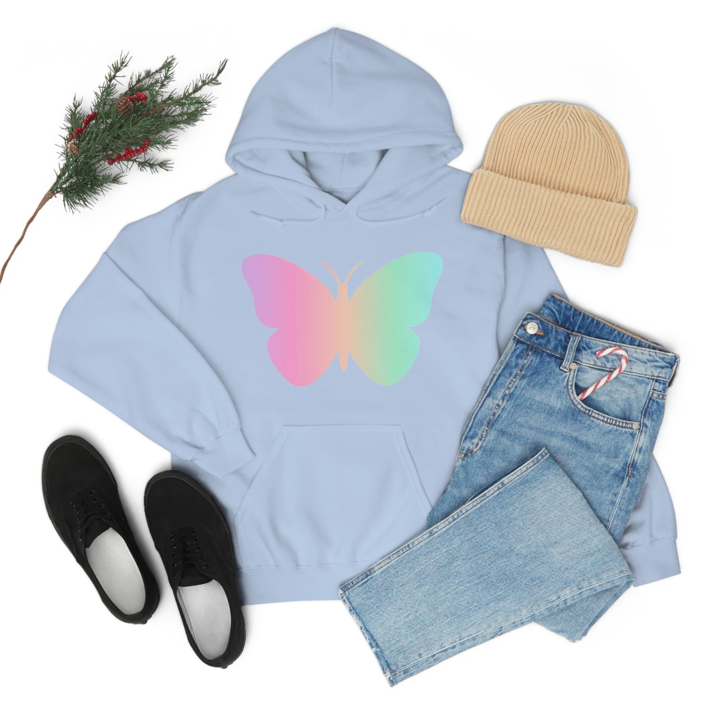 Butterfly Pink and Green Unisex Heavy Blend™ Hooded Sweatshirt