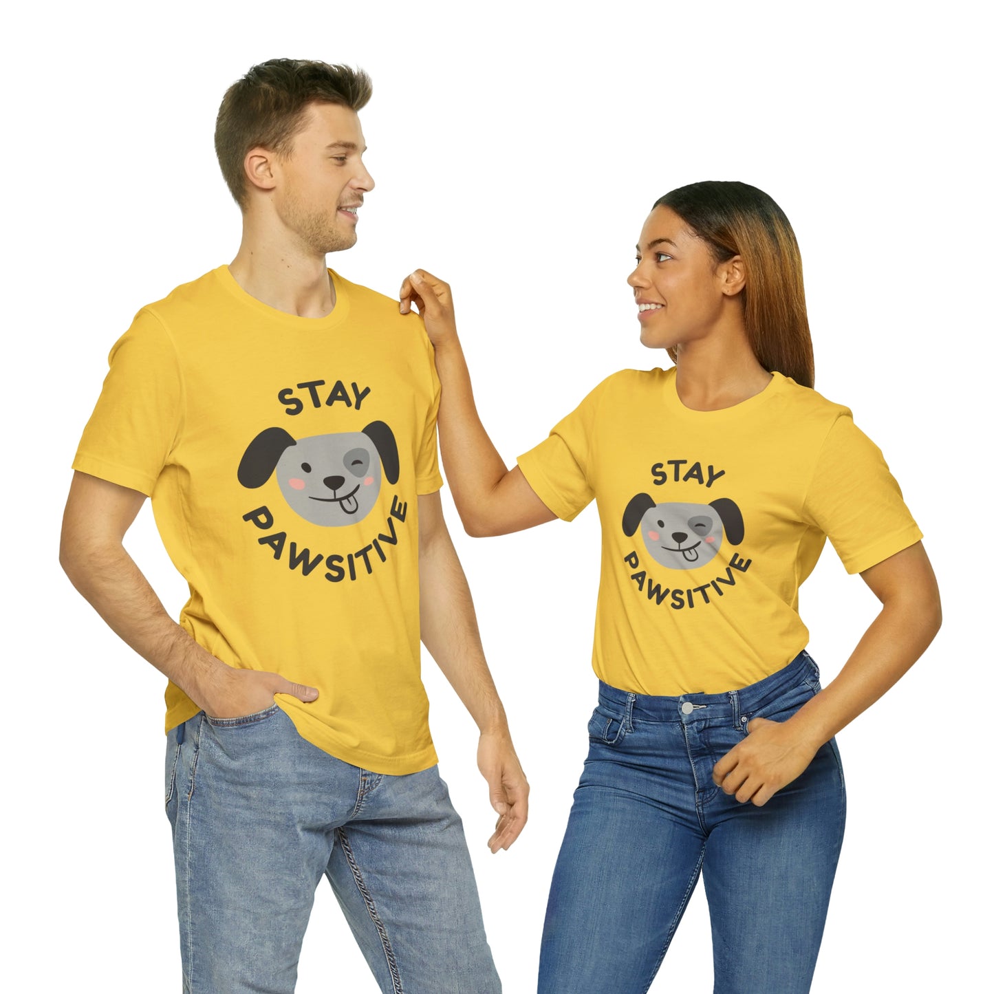 Stay Pawsitive Unisex Jersey Short Sleeve Tee