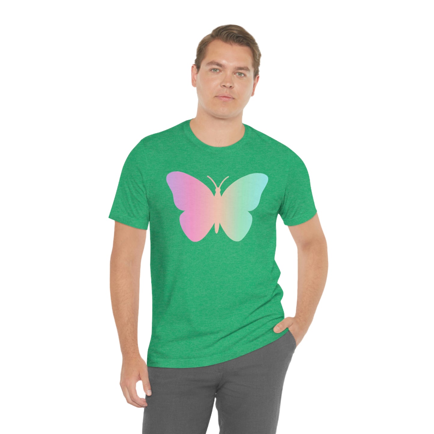 Butterfly Pink and Green Unisex Jersey Short Sleeve Tee