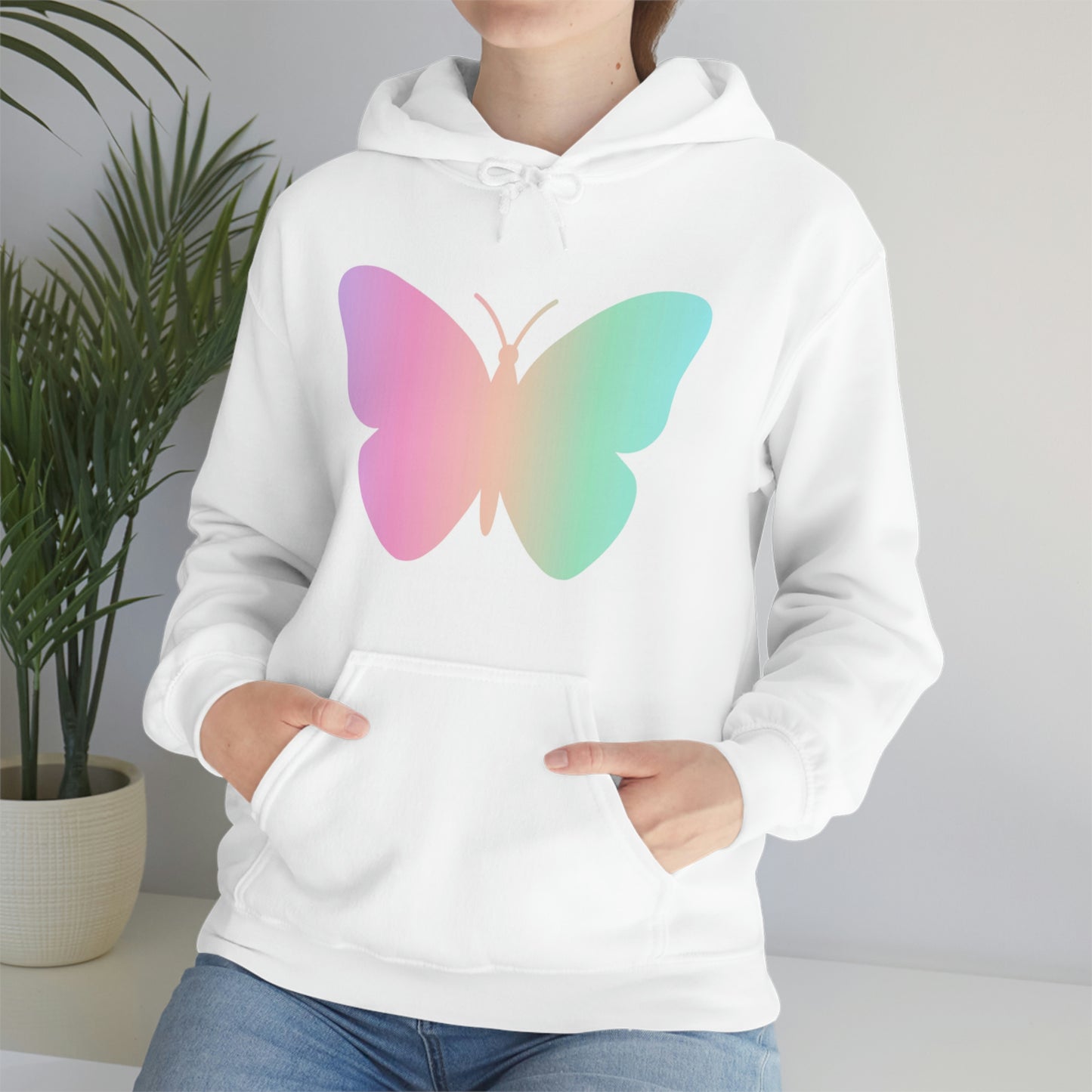 Butterfly Pink and Green Unisex Heavy Blend™ Hooded Sweatshirt