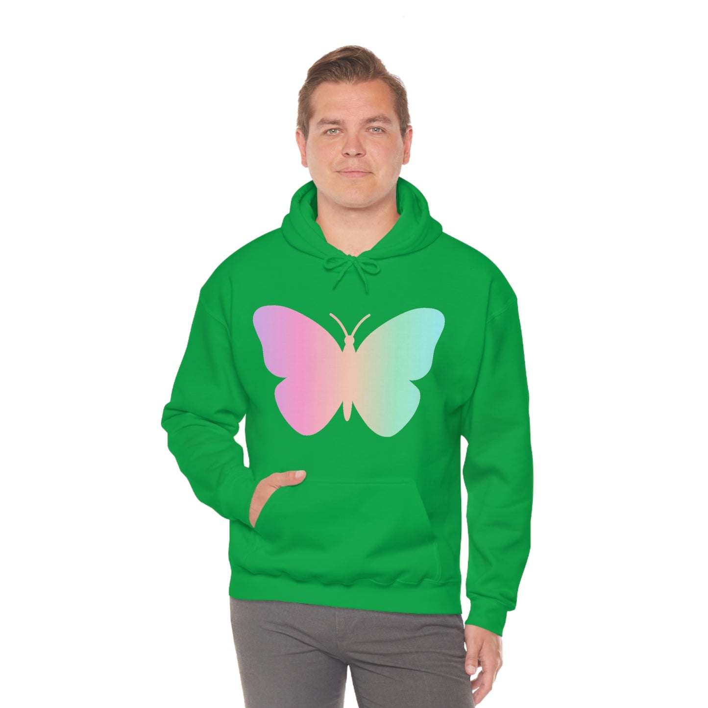 Butterfly Pink and Green Unisex Heavy Blend™ Hooded Sweatshirt