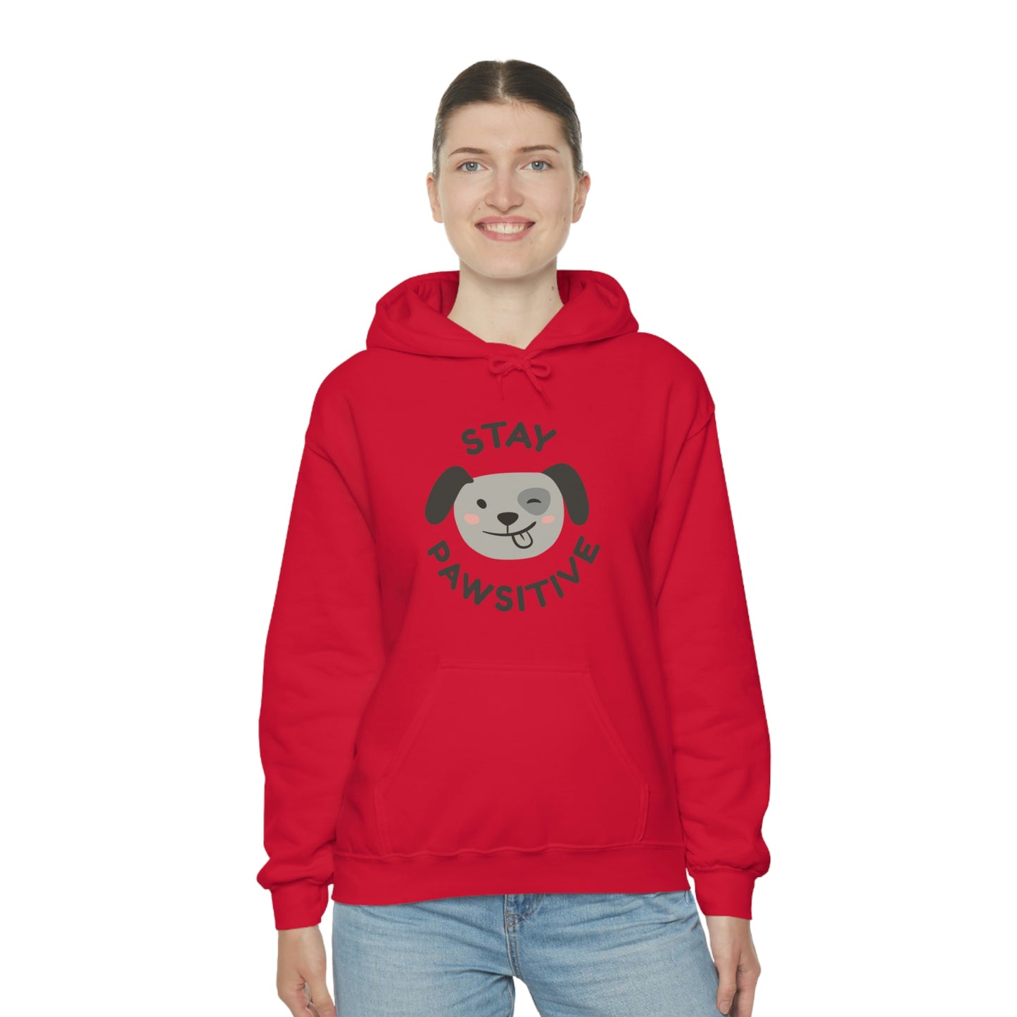 Stay Pawsitive Unisex Heavy Blend™ Hooded Sweatshirt