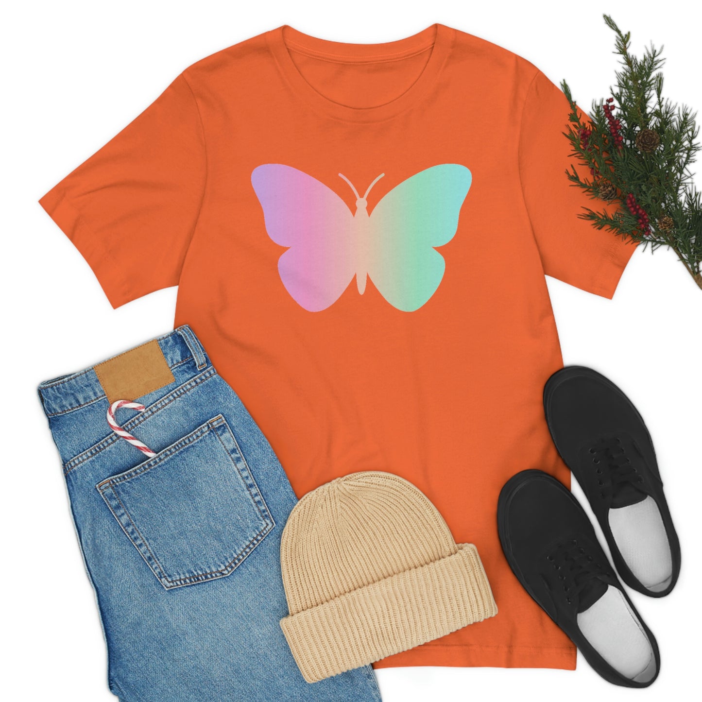 Butterfly Pink and Green Unisex Jersey Short Sleeve Tee