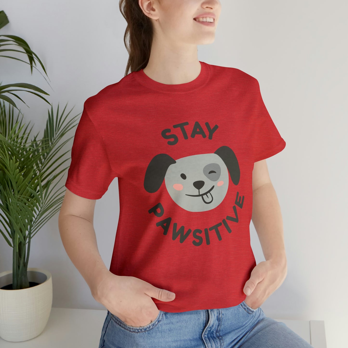 Stay Pawsitive Unisex Jersey Short Sleeve Tee