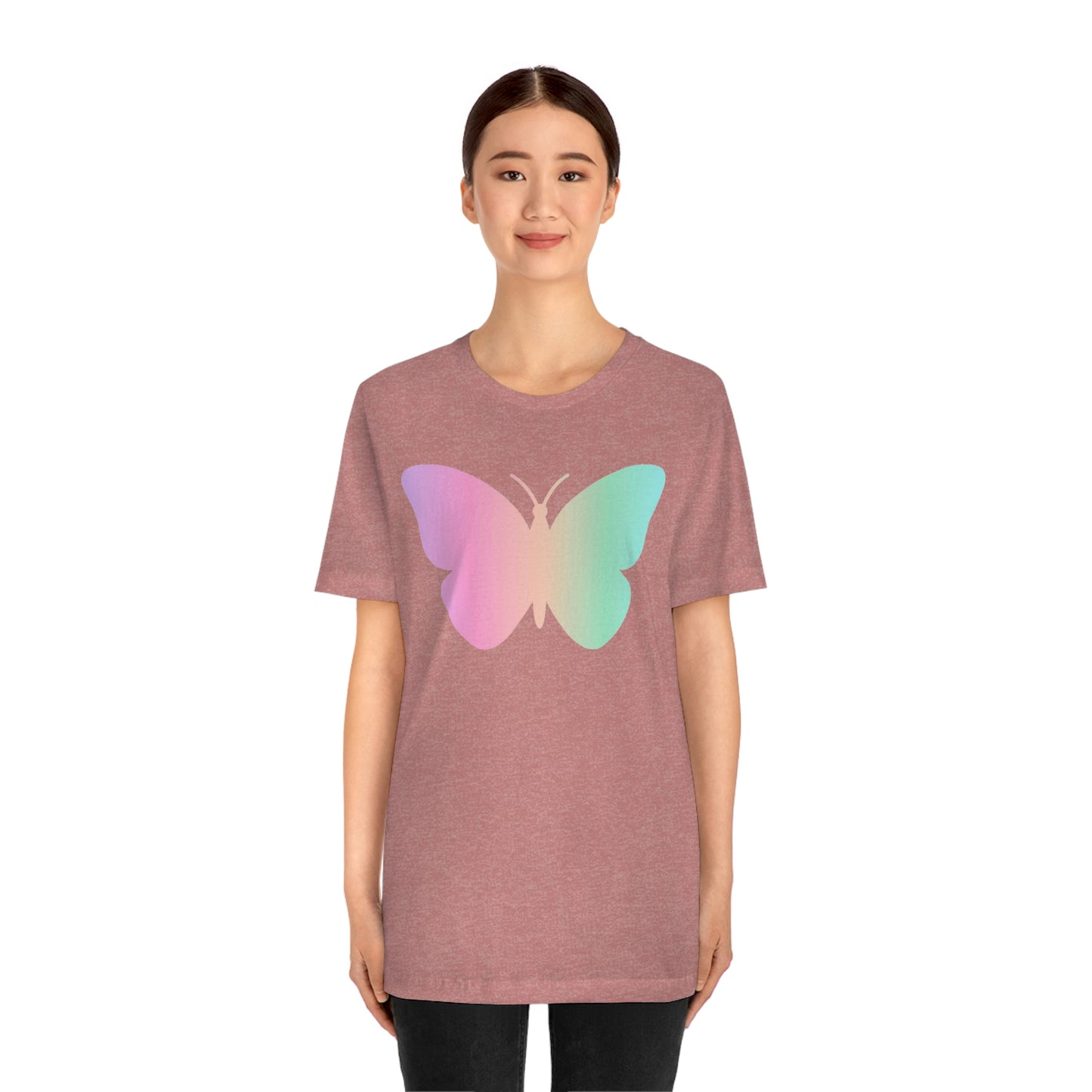 Butterfly Pink and Green Unisex Jersey Short Sleeve Tee