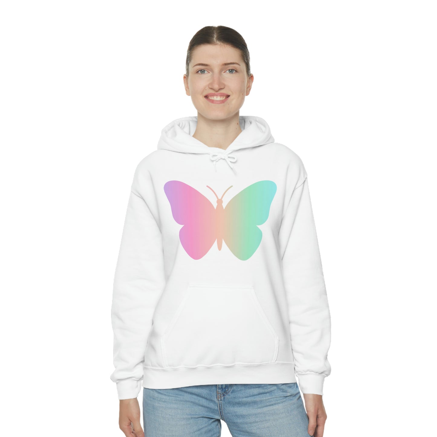 Butterfly Pink and Green Unisex Heavy Blend™ Hooded Sweatshirt