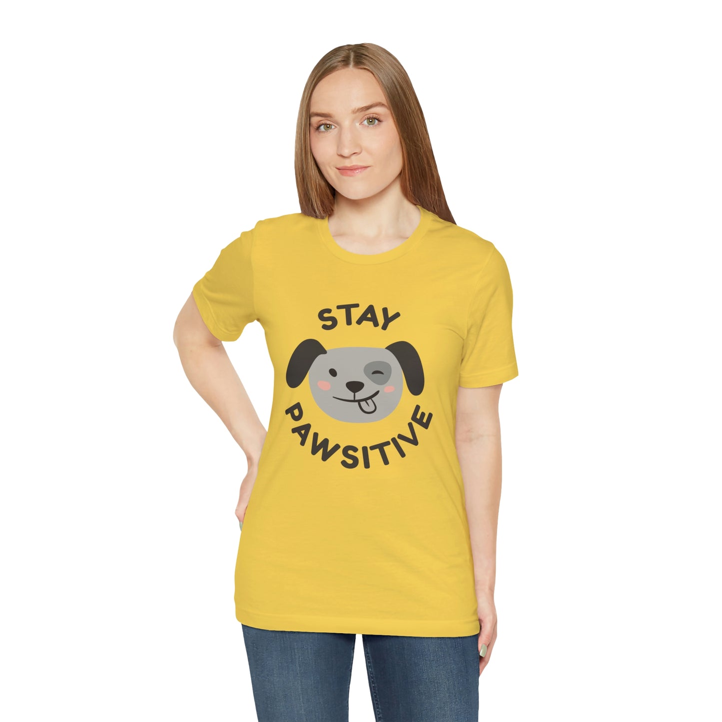 Stay Pawsitive Unisex Jersey Short Sleeve Tee