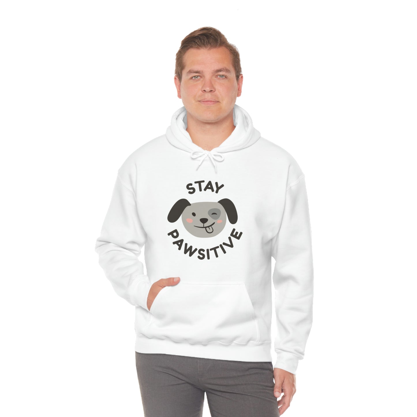 Stay Pawsitive Unisex Heavy Blend™ Hooded Sweatshirt