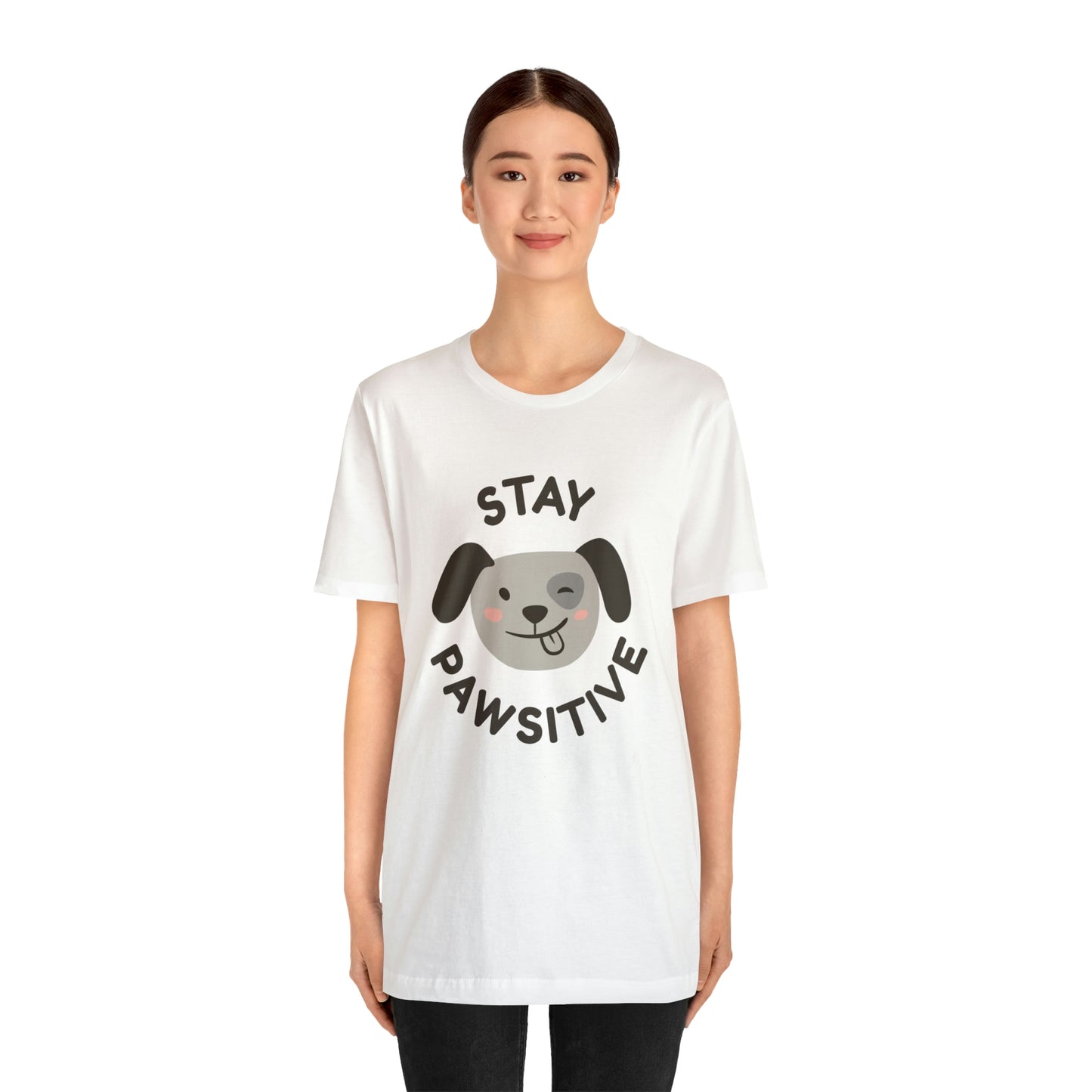 Stay Pawsitive Unisex Jersey Short Sleeve Tee