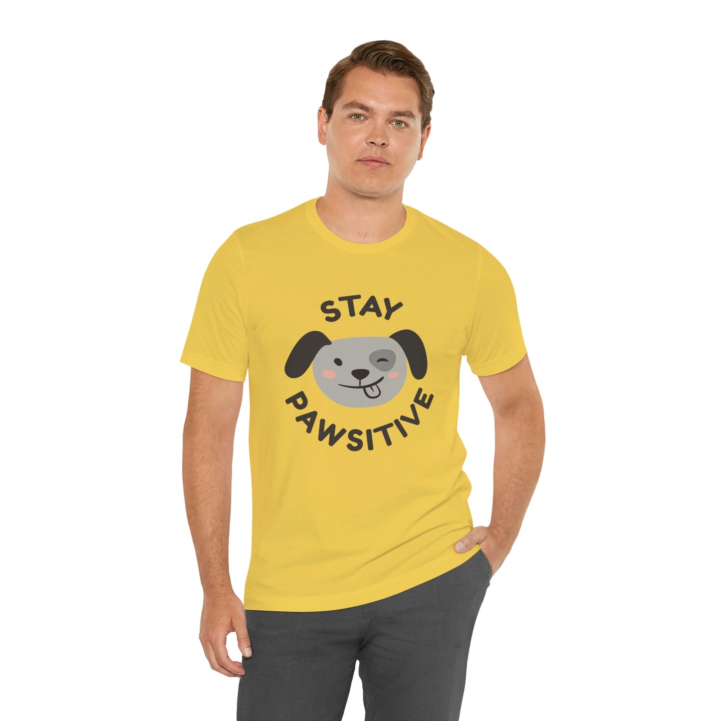 Stay Pawsitive Unisex Jersey Short Sleeve Tee