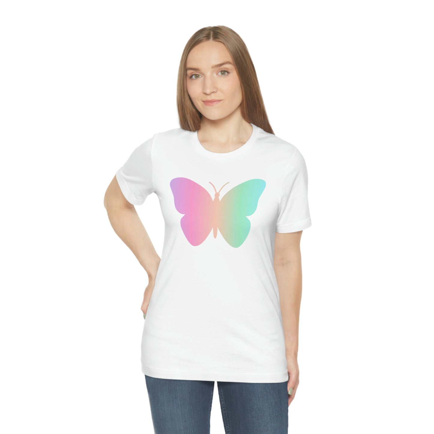 Butterfly Pink and Green Unisex Jersey Short Sleeve Tee