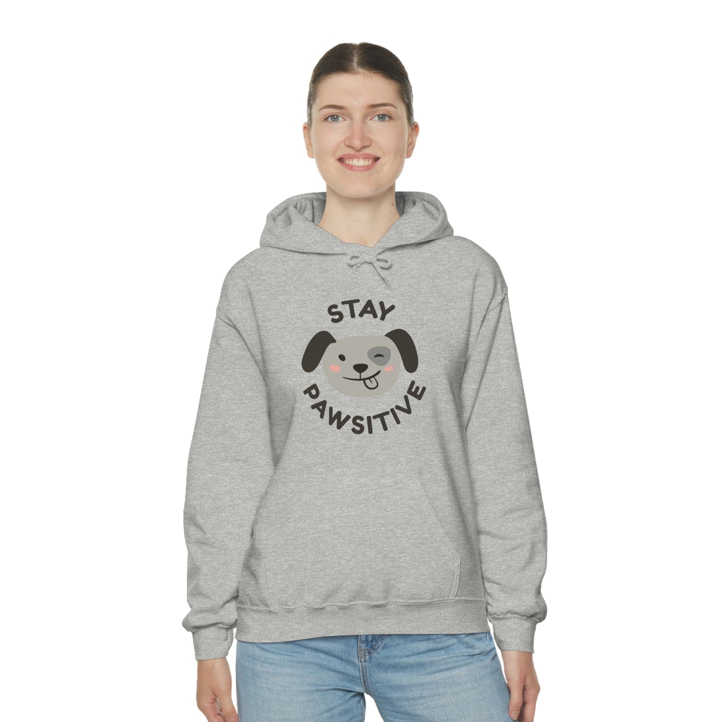 Stay Pawsitive Unisex Heavy Blend™ Hooded Sweatshirt