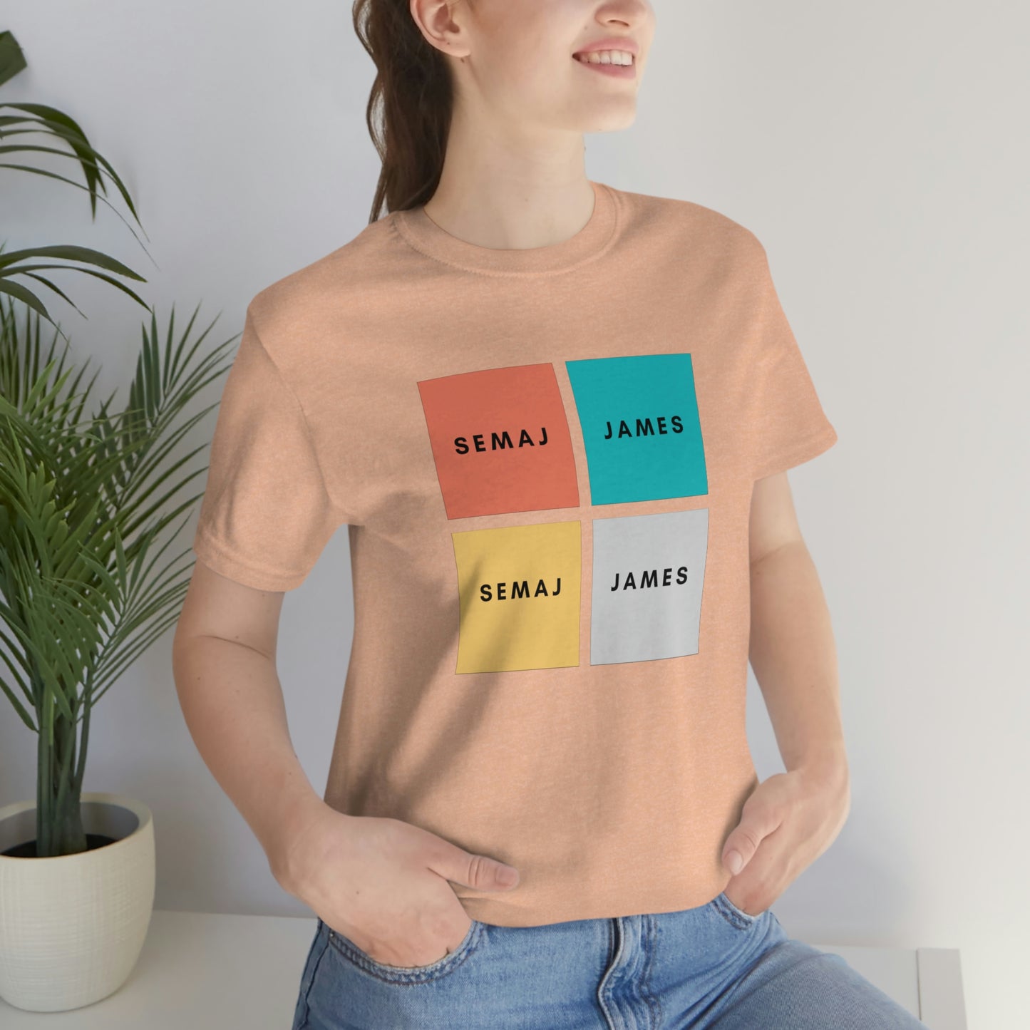 Colorful Square Semaj James Unisex Jersey Short Sleeve Tee