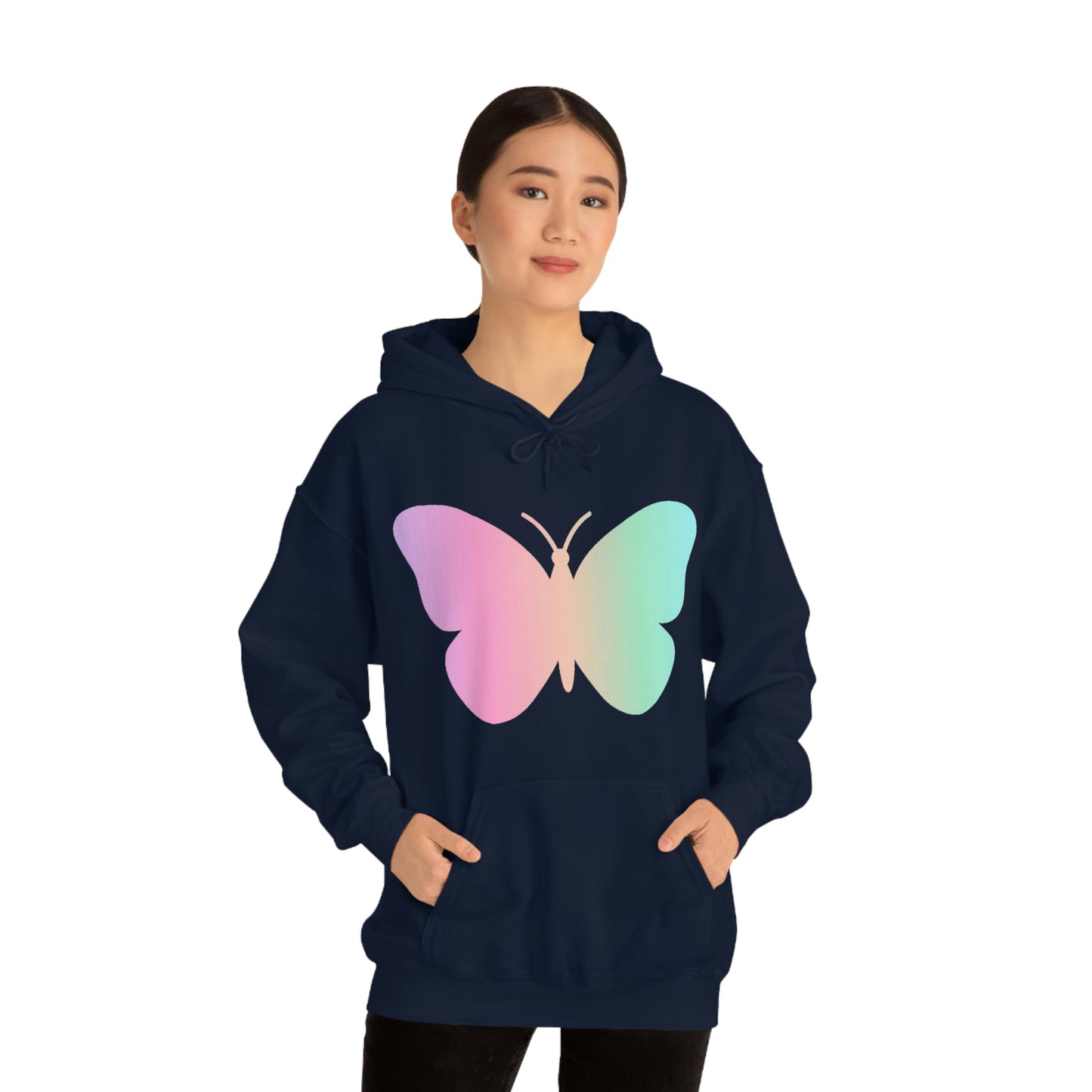 Butterfly Pink and Green Unisex Heavy Blend™ Hooded Sweatshirt