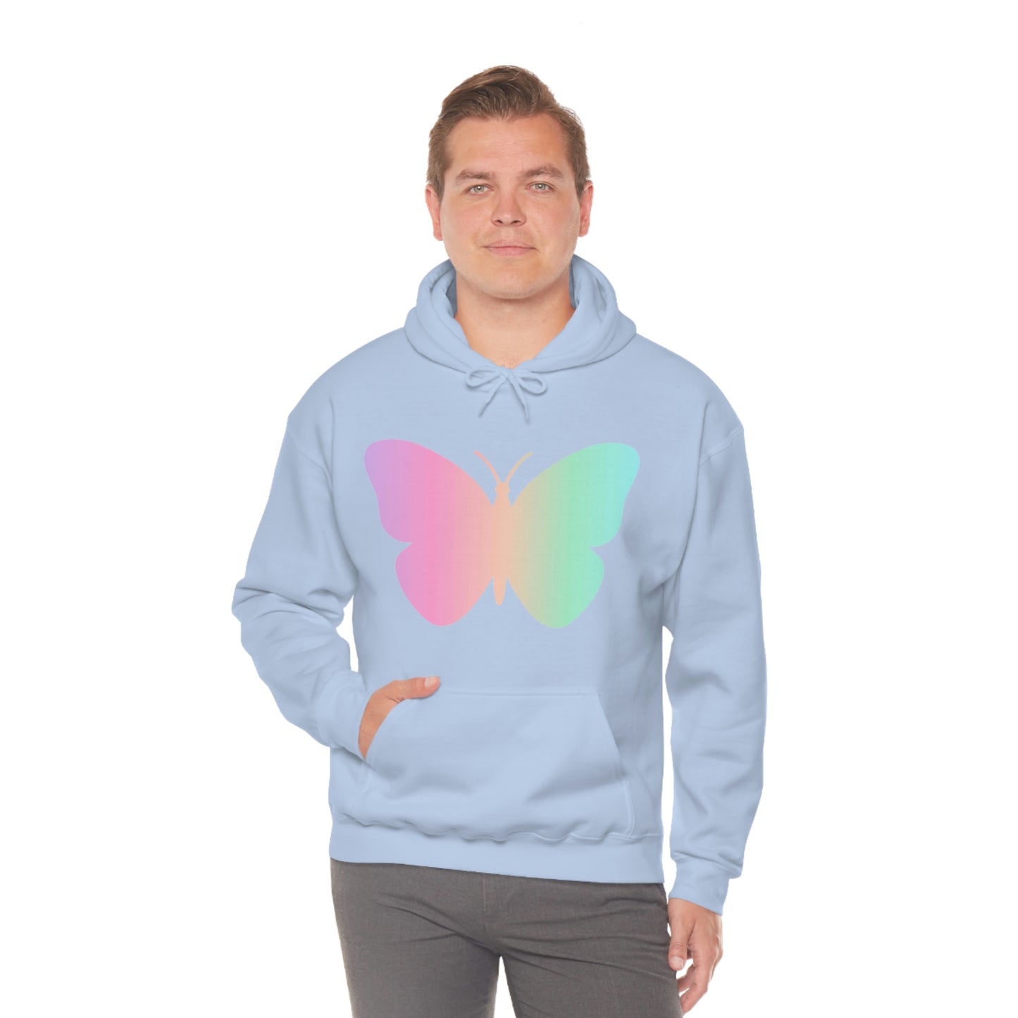 Butterfly Pink and Green Unisex Heavy Blend™ Hooded Sweatshirt