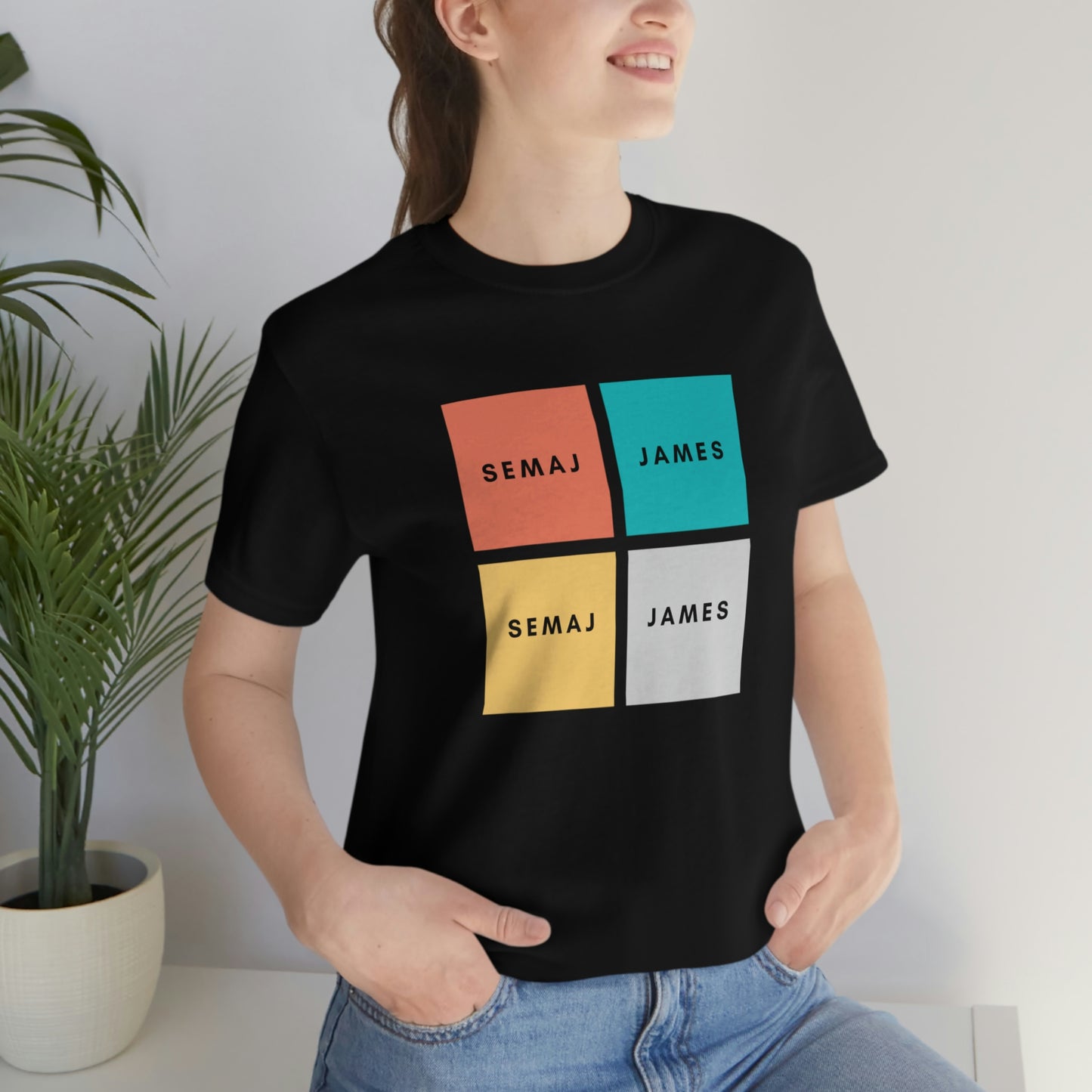 Colorful Square Semaj James Unisex Jersey Short Sleeve Tee