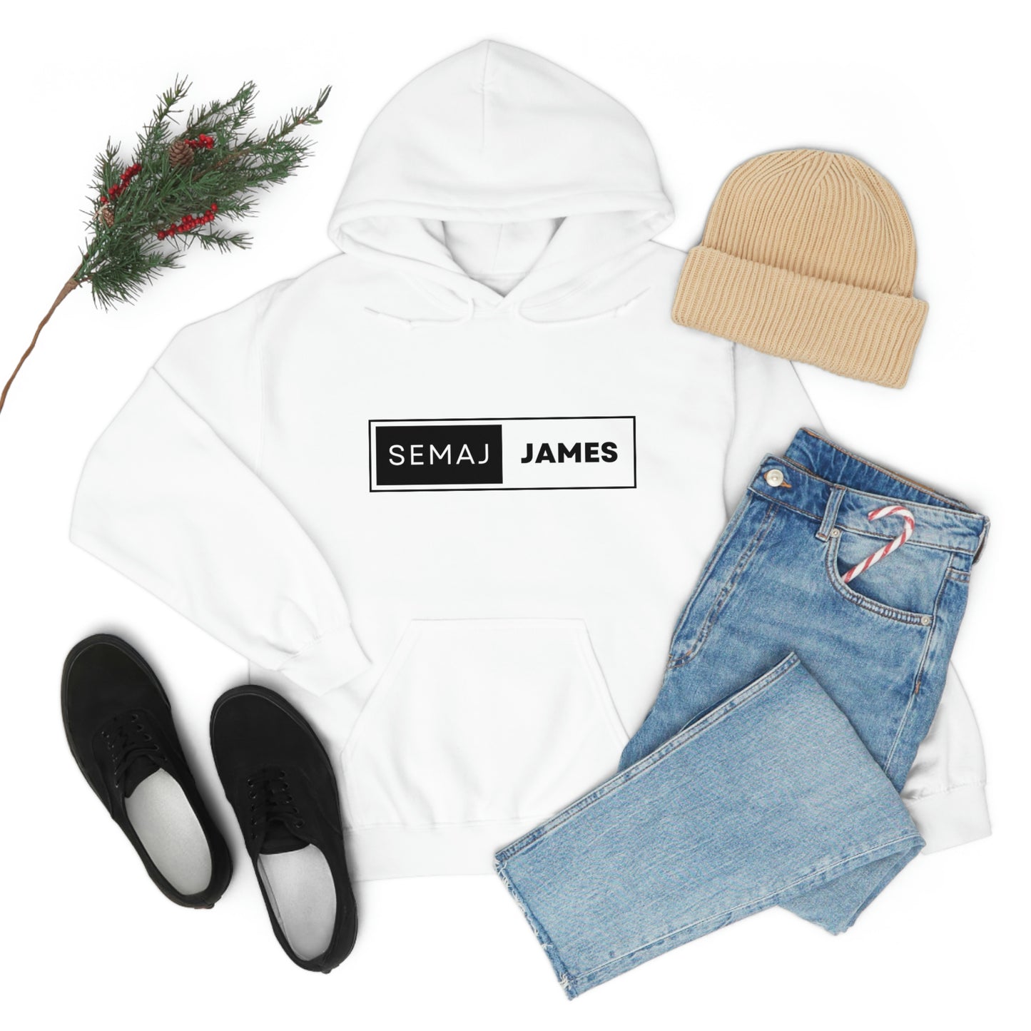 Semaj James Black & White Unisex Heavy Blend™ Hooded Sweatshirt