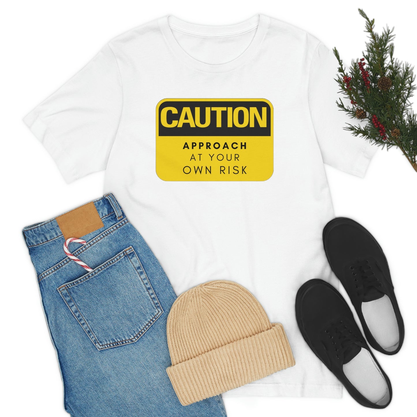 Caution Approach at Your Own Risk Unisex Jersey Short Sleeve Tee